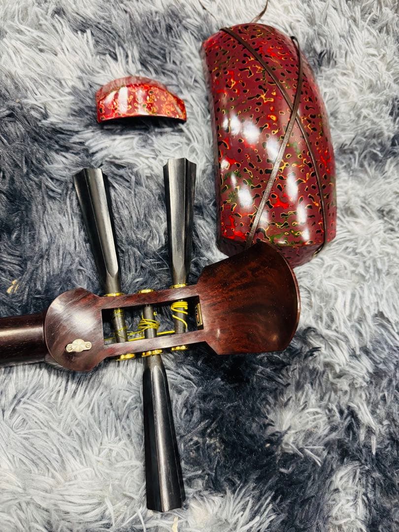 津軽三味線 黒檀糸巻 紅木 東さわり GP22 ハードケース付き 棹幅3cm