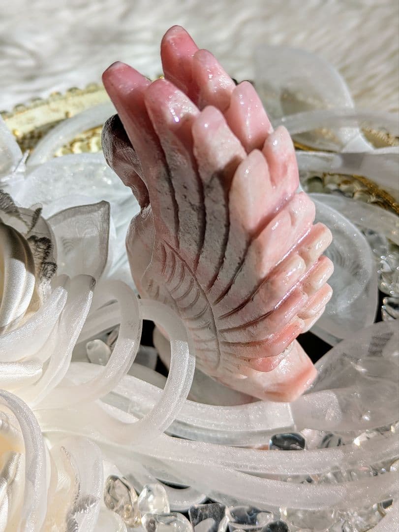 希少　⚜️ピンクオパール⚜️　ミルキーピンク　スワン　白鳥　天然石