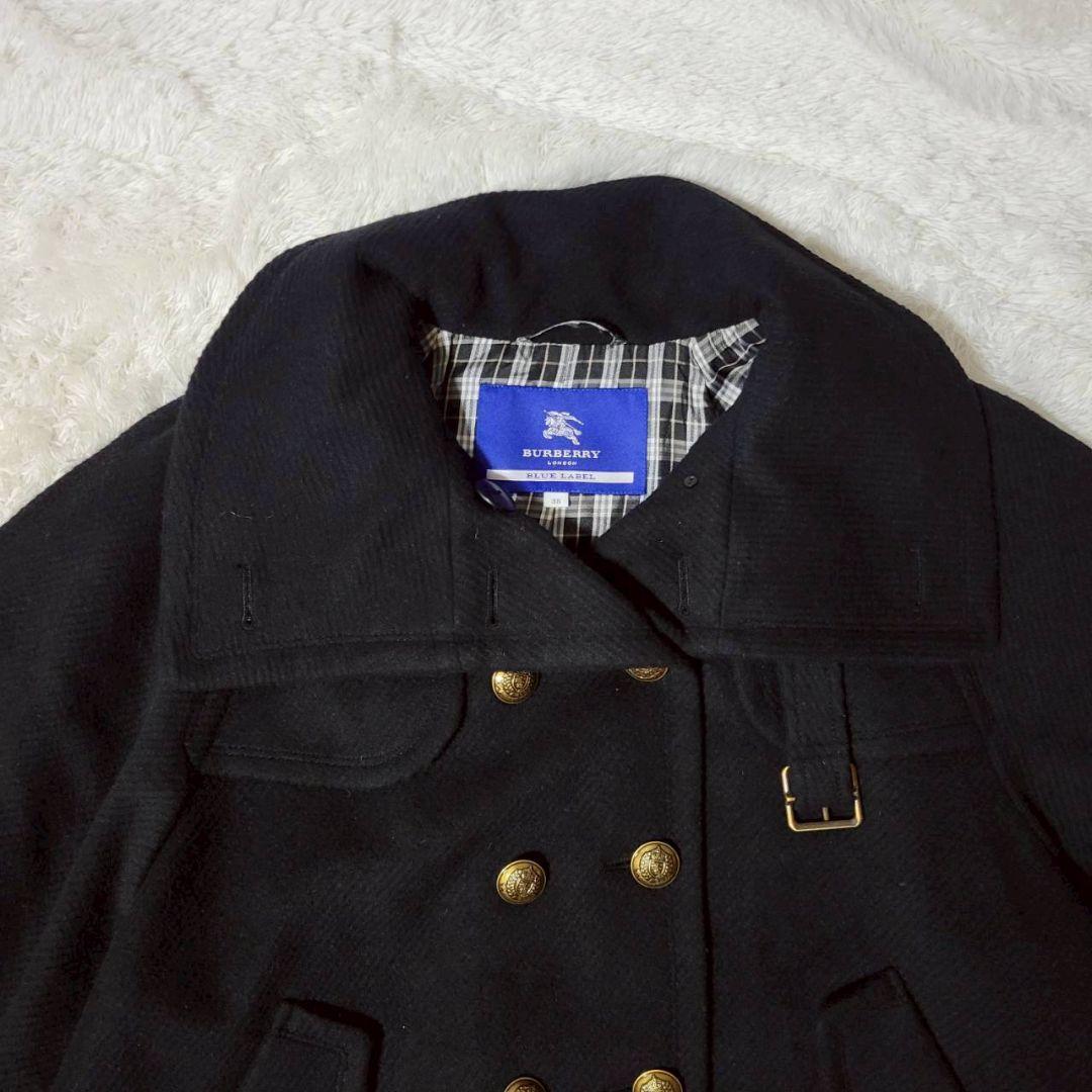 BURBERRY BLUELABEL ポンチョ アンゴラ ノバチェック 金ボタン
