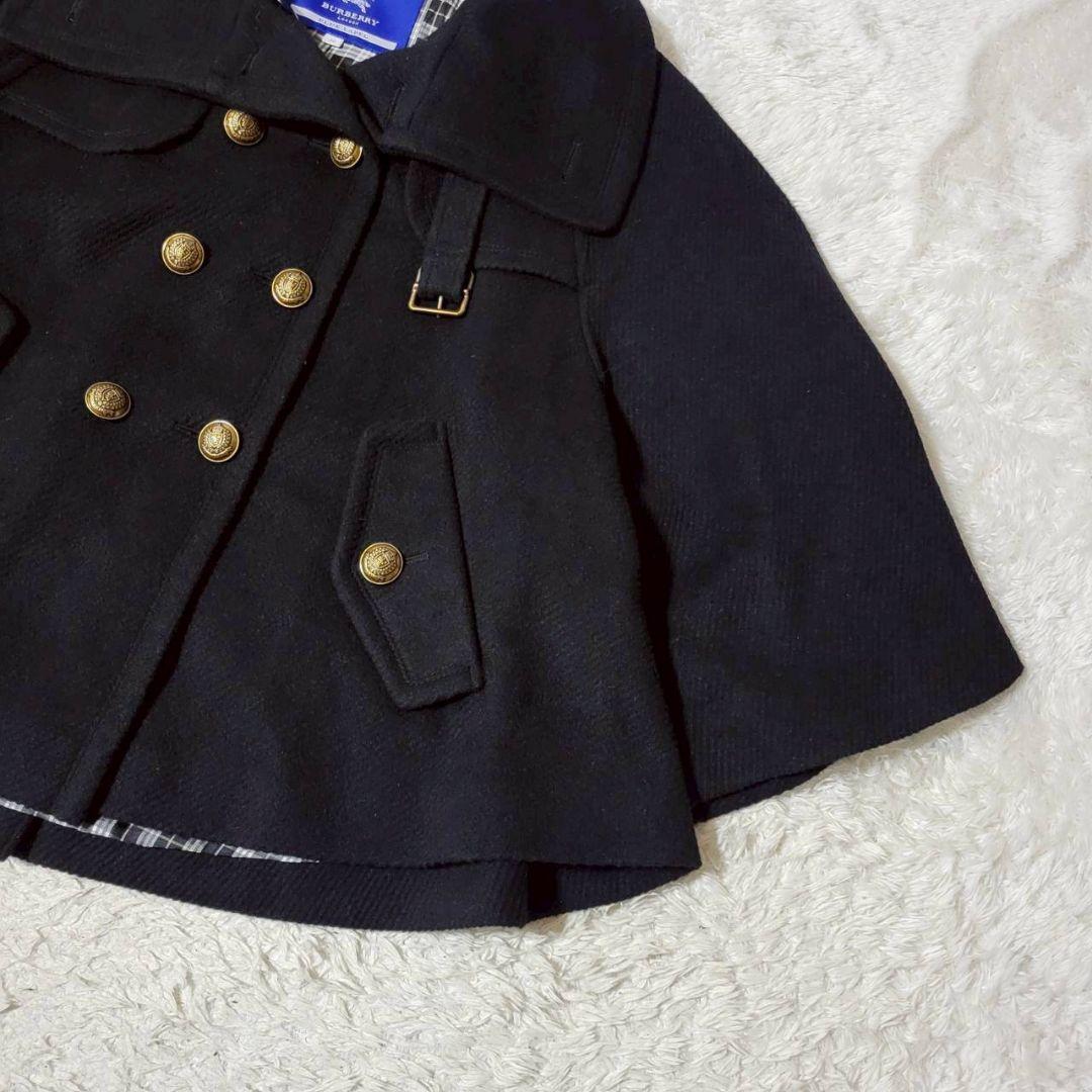 BURBERRY BLUELABEL ポンチョ アンゴラ ノバチェック 金ボタン