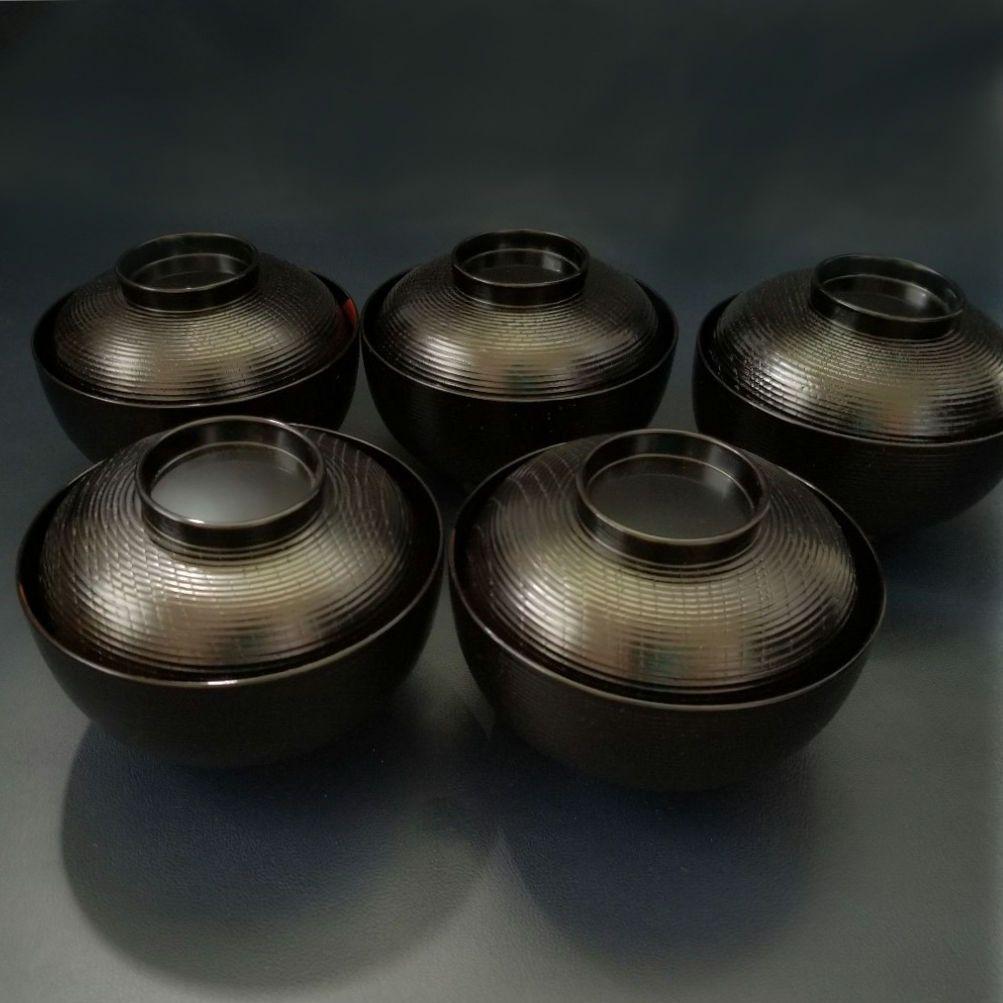 輪島塗 大向高洲堂 月に春秋 桜 楓 金蒔絵 漆器 吸物椀 5客 共箱