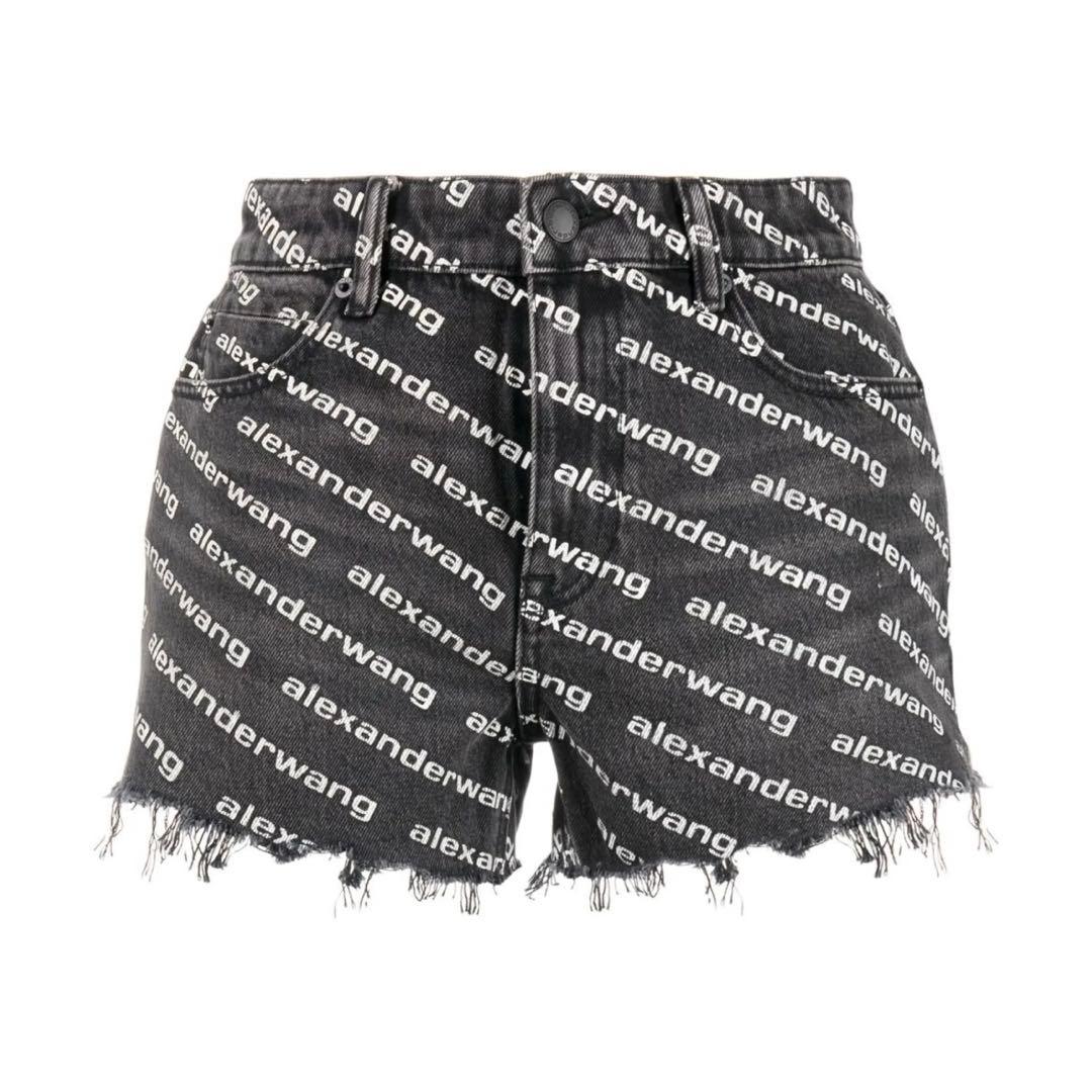 alexanderwang エイジドグレーデニム バイトロゴ ショーツ