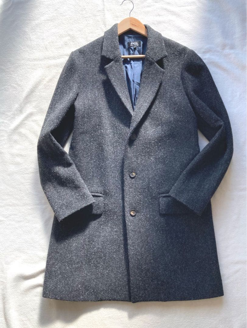 じゃんA.P.C ハリスツイード　ツイード・チェスターコート　グレー　S