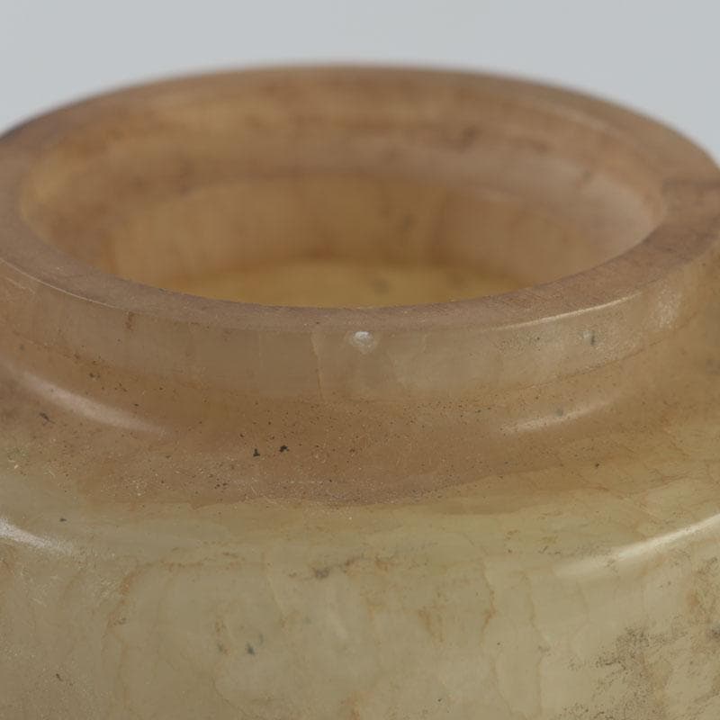 中国　玉石彫刻　獅子摘　双耳遊環　飾壷　香炉　唐木台付　N　8606