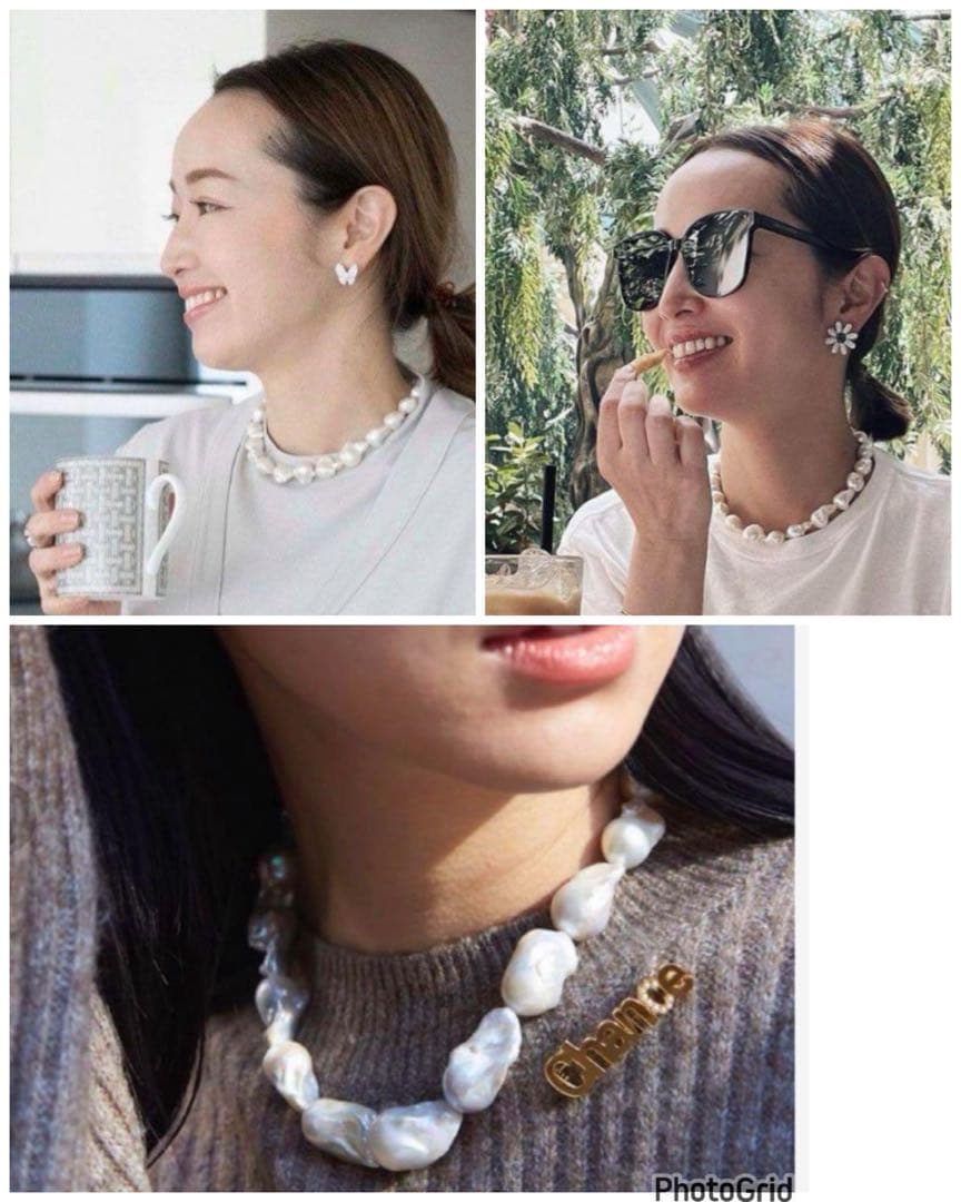 バロックパールネックレス天然淡水パール特大粒　ビジュードエム好きな方も