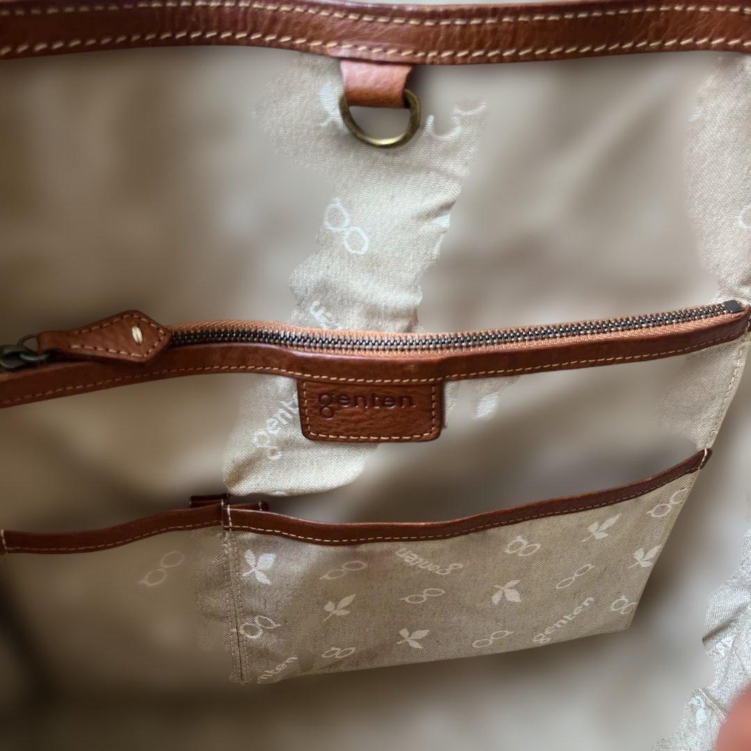 美品　genten ゲンテン　トートバッグ　牛革　工具ロゴ　肩がけ　大容量