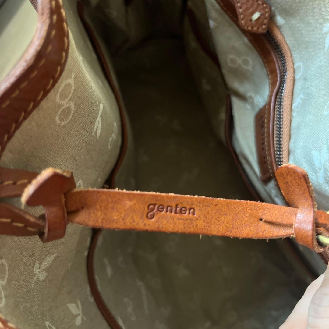 美品　genten ゲンテン　トートバッグ　牛革　工具ロゴ　肩がけ　大容量