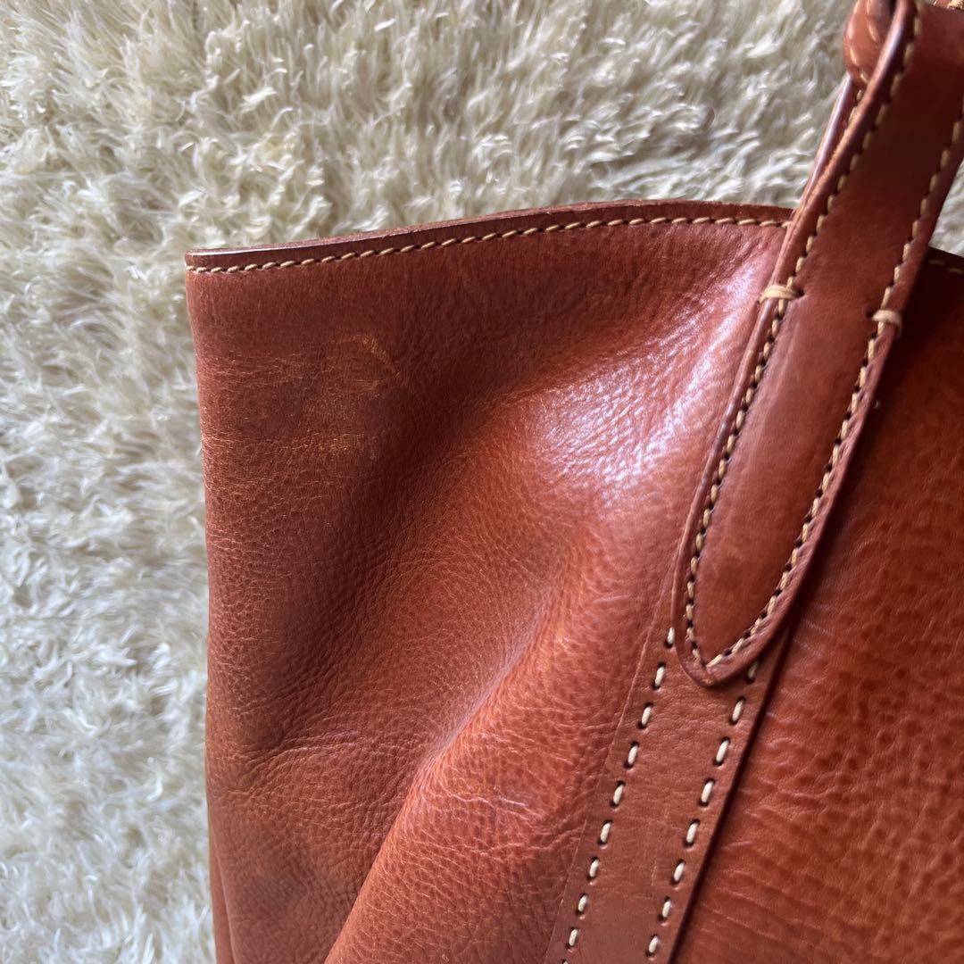 美品　genten ゲンテン　トートバッグ　牛革　工具ロゴ　肩がけ　大容量