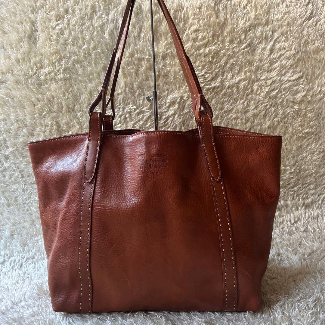 美品　genten ゲンテン　トートバッグ　牛革　工具ロゴ　肩がけ　大容量