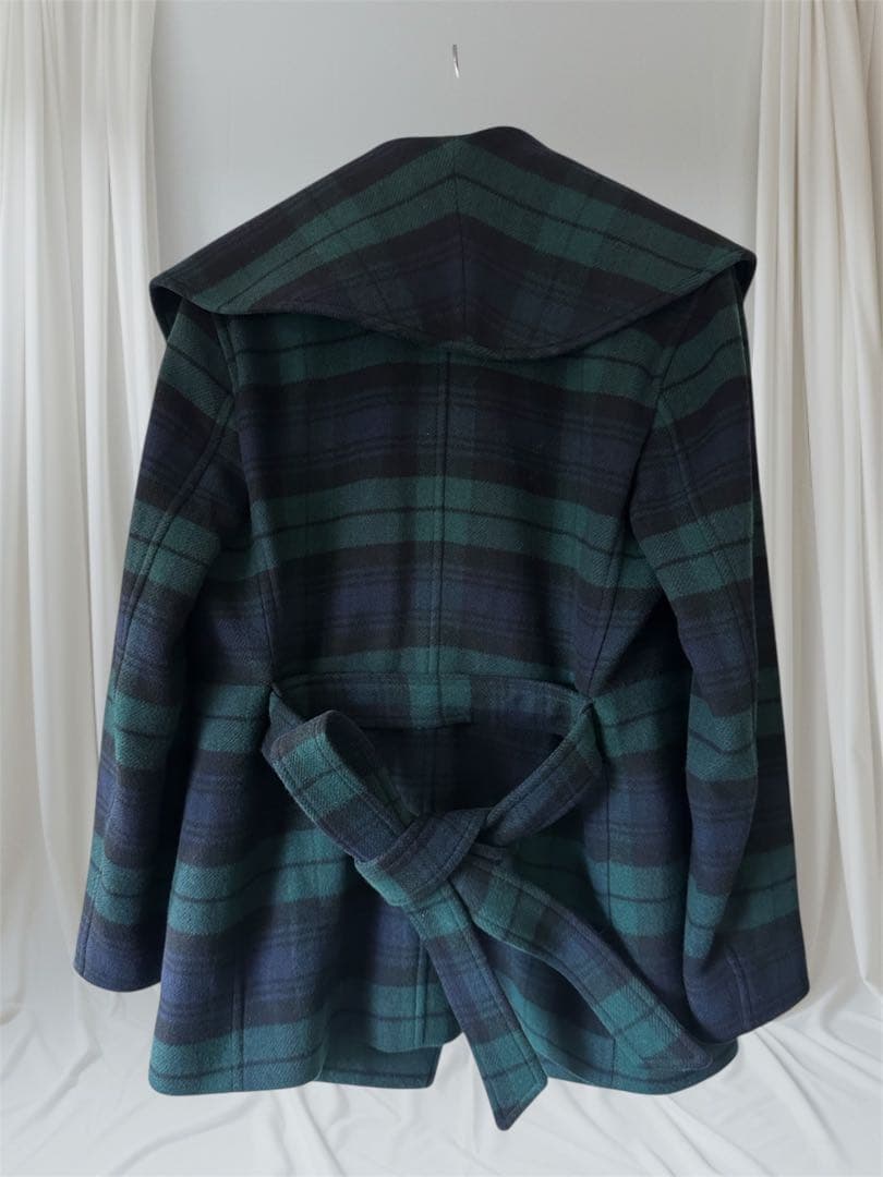 POLO RALPH LAUREN プラッド ウールブレンドツイルラップコート