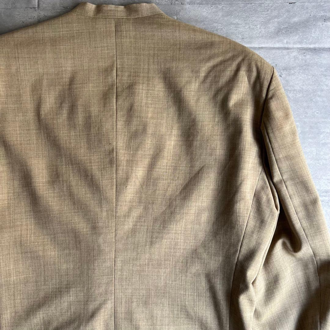 イッセイミヤケメン　アーカイブ　80s　筆タグ　ノーカラージャケット　ベージュ