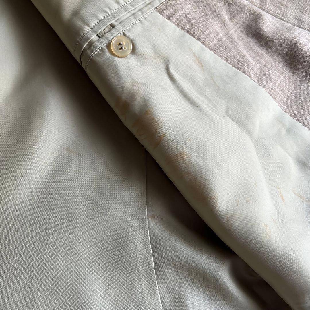 イッセイミヤケメン　アーカイブ　80s　筆タグ　ノーカラージャケット　ベージュ