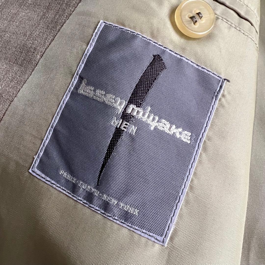 イッセイミヤケメン　アーカイブ　80s　筆タグ　ノーカラージャケット　ベージュ