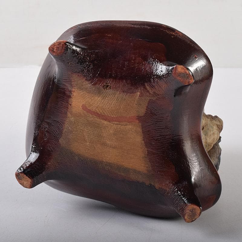 AAA　天然石　岩屋観音　仏像　置物　共箱　題字　清石山人　F　R8553