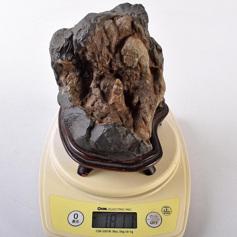 AAA　天然石　岩屋観音　仏像　置物　共箱　題字　清石山人　F　R8553