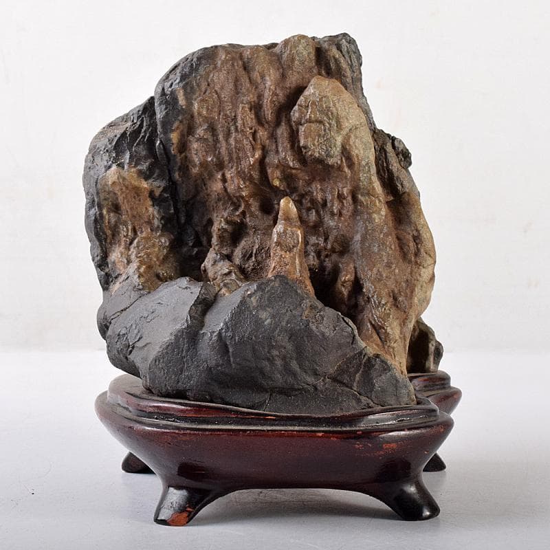 AAA　天然石　岩屋観音　仏像　置物　共箱　題字　清石山人　F　R8553