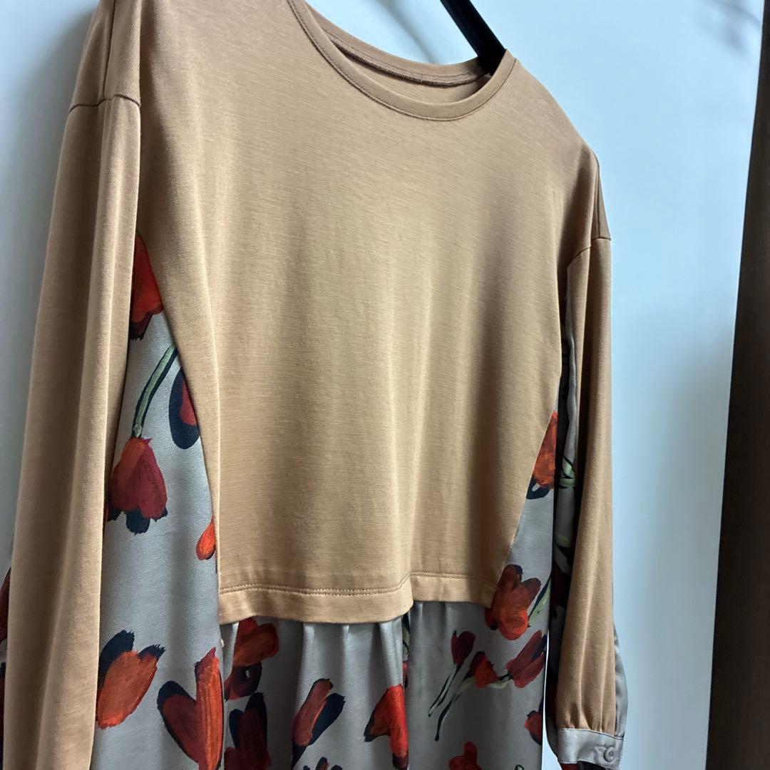 ［美品］ヒロコビス　茶色系　花柄長袖チュニック　値引きしました❗️