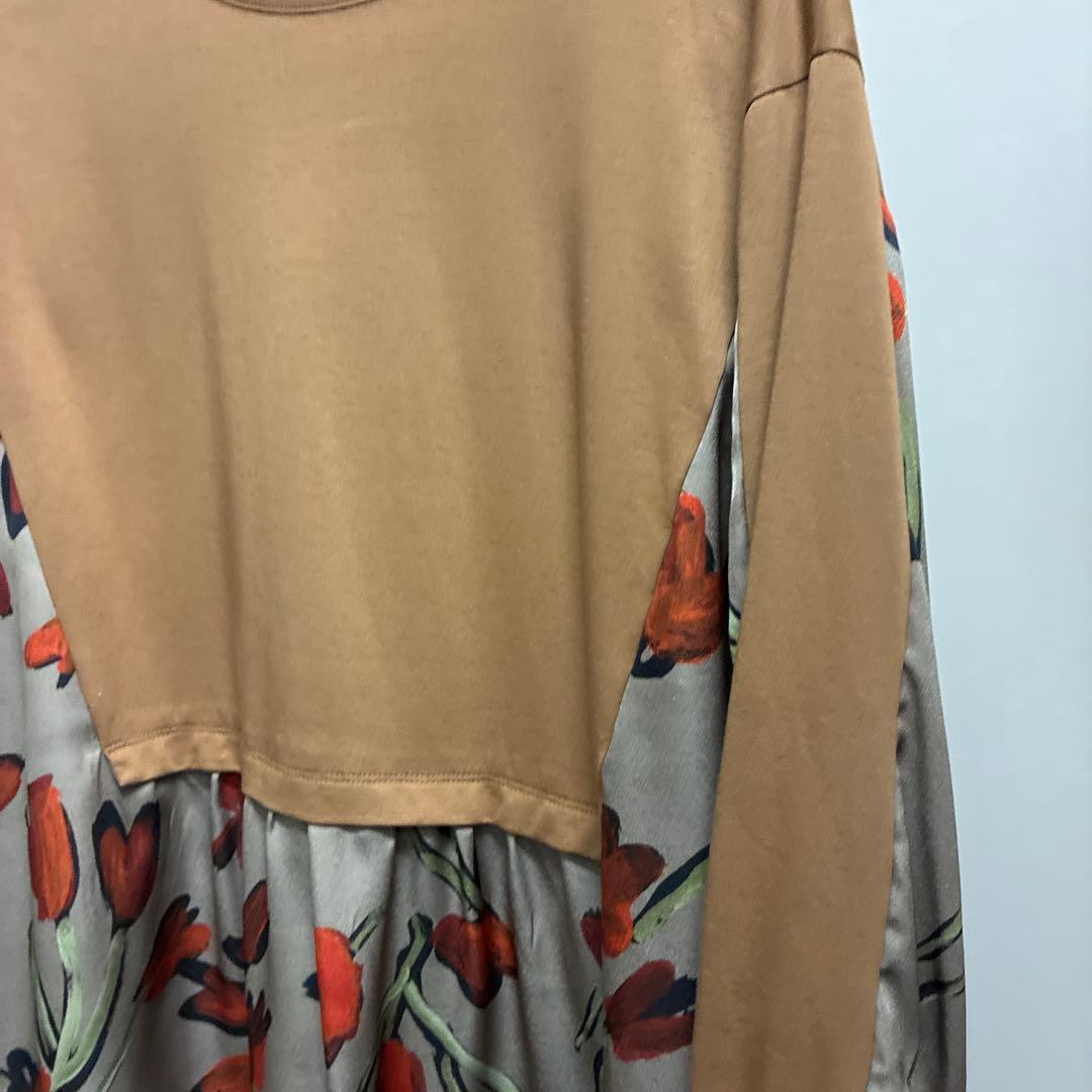 ［美品］ヒロコビス　茶色系　花柄長袖チュニック　値引きしました❗️