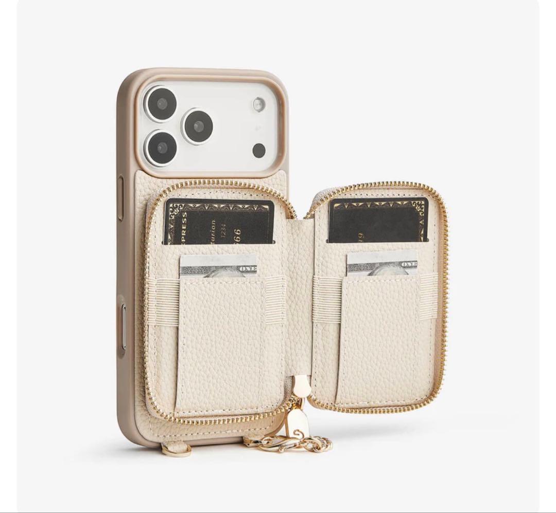 CUSTYPE ベージュ ケース カードポケット付きiPhone17pro