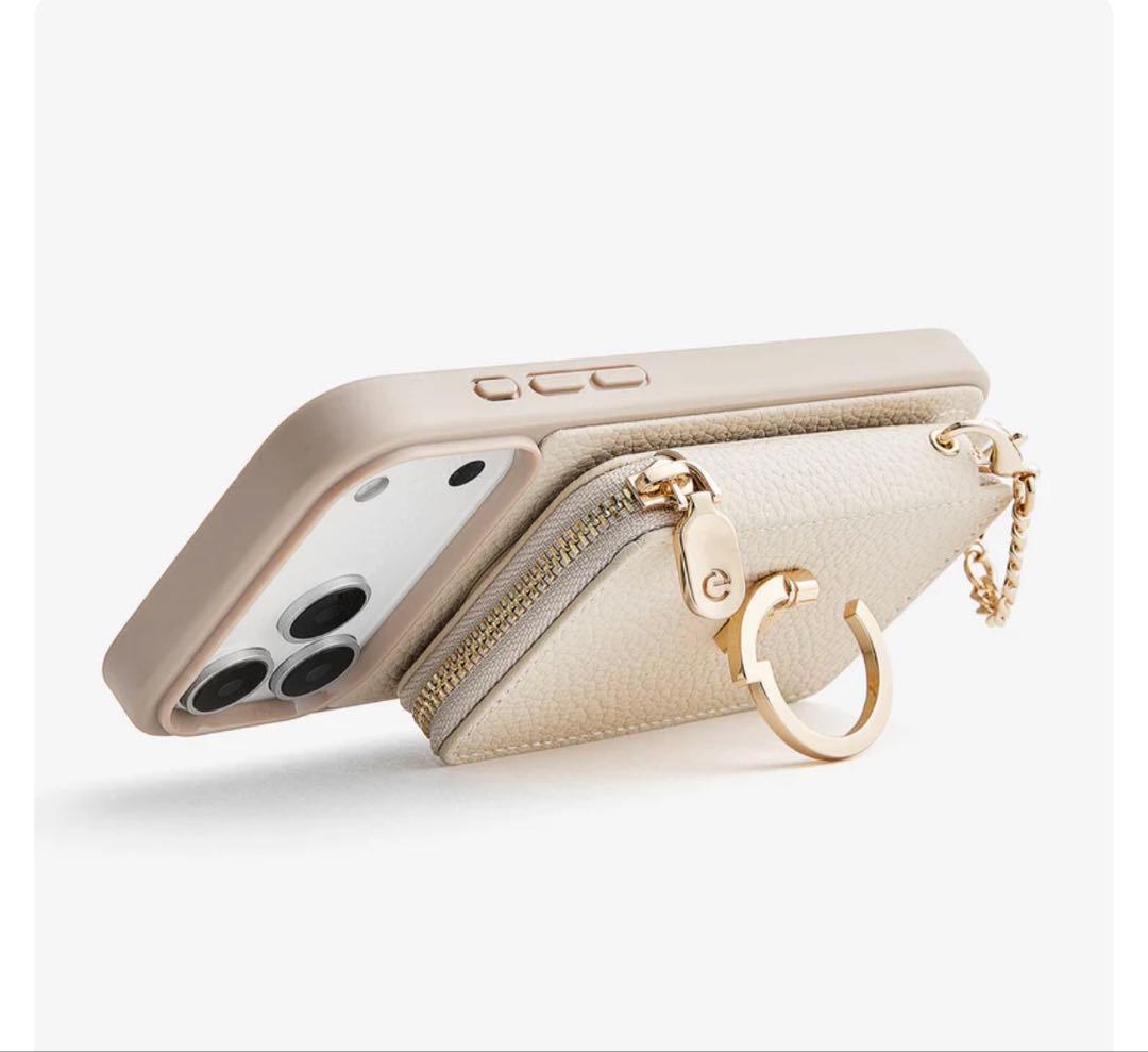 CUSTYPE ベージュ ケース カードポケット付きiPhone17pro