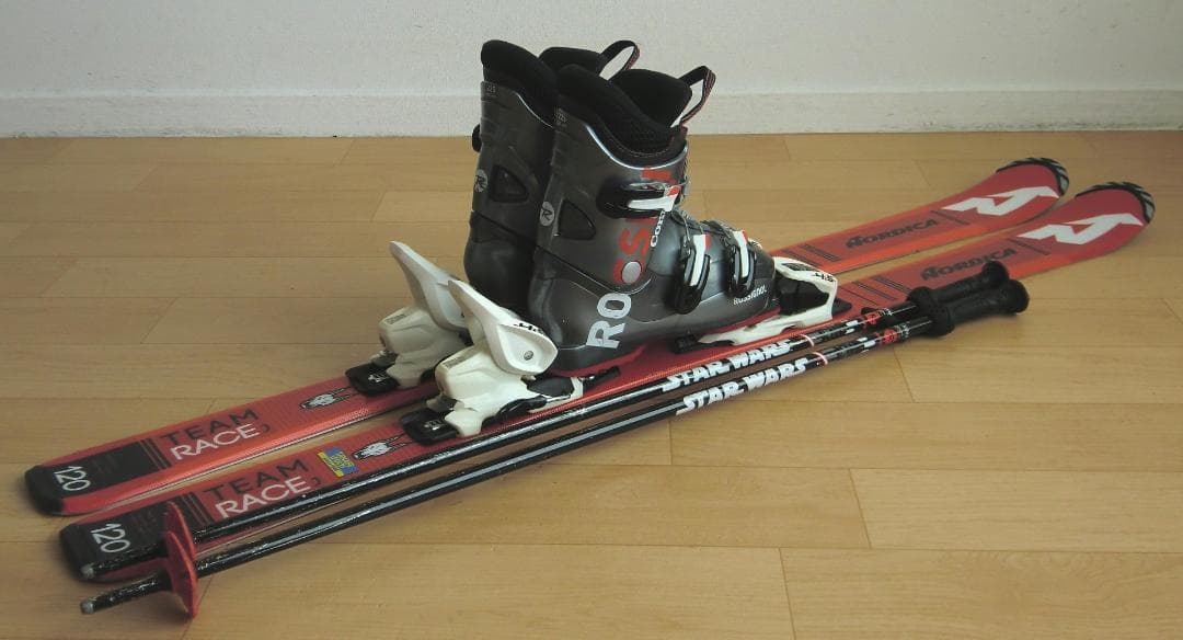 ■■送料無料■ノルディカ■子供用スキー4点セット■120/22.5■WAX済■■