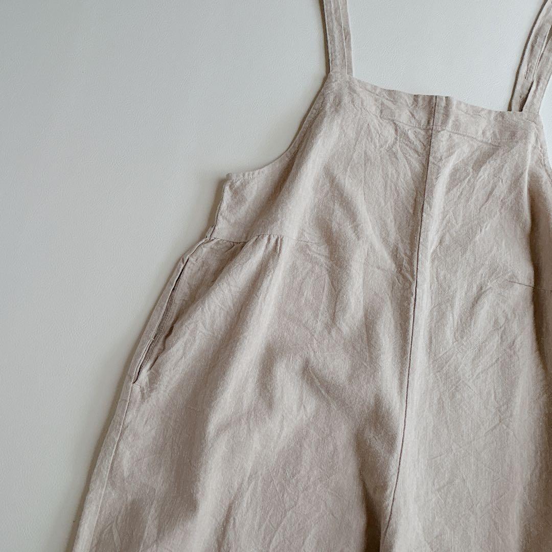 はっぴーたーん blue willow コットンリネン サロペットパンツ