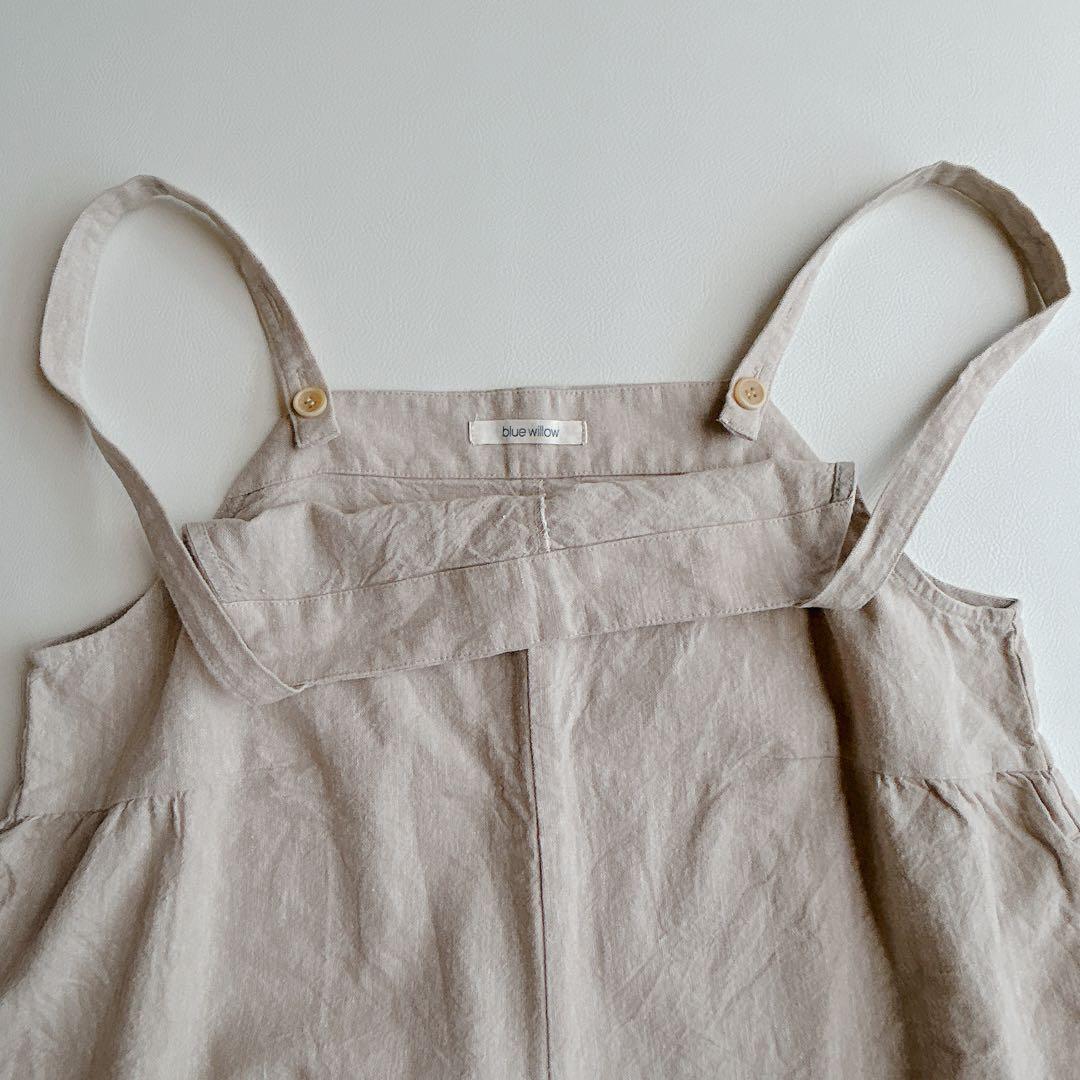 はっぴーたーん blue willow コットンリネン サロペットパンツ