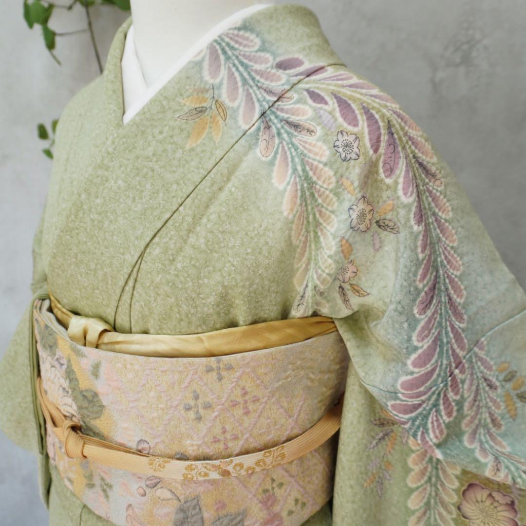 訪問着フルセット２６８▪︎辻が花　卒業式　入学式【訪問着、袋帯、帯締め、帯揚げ】