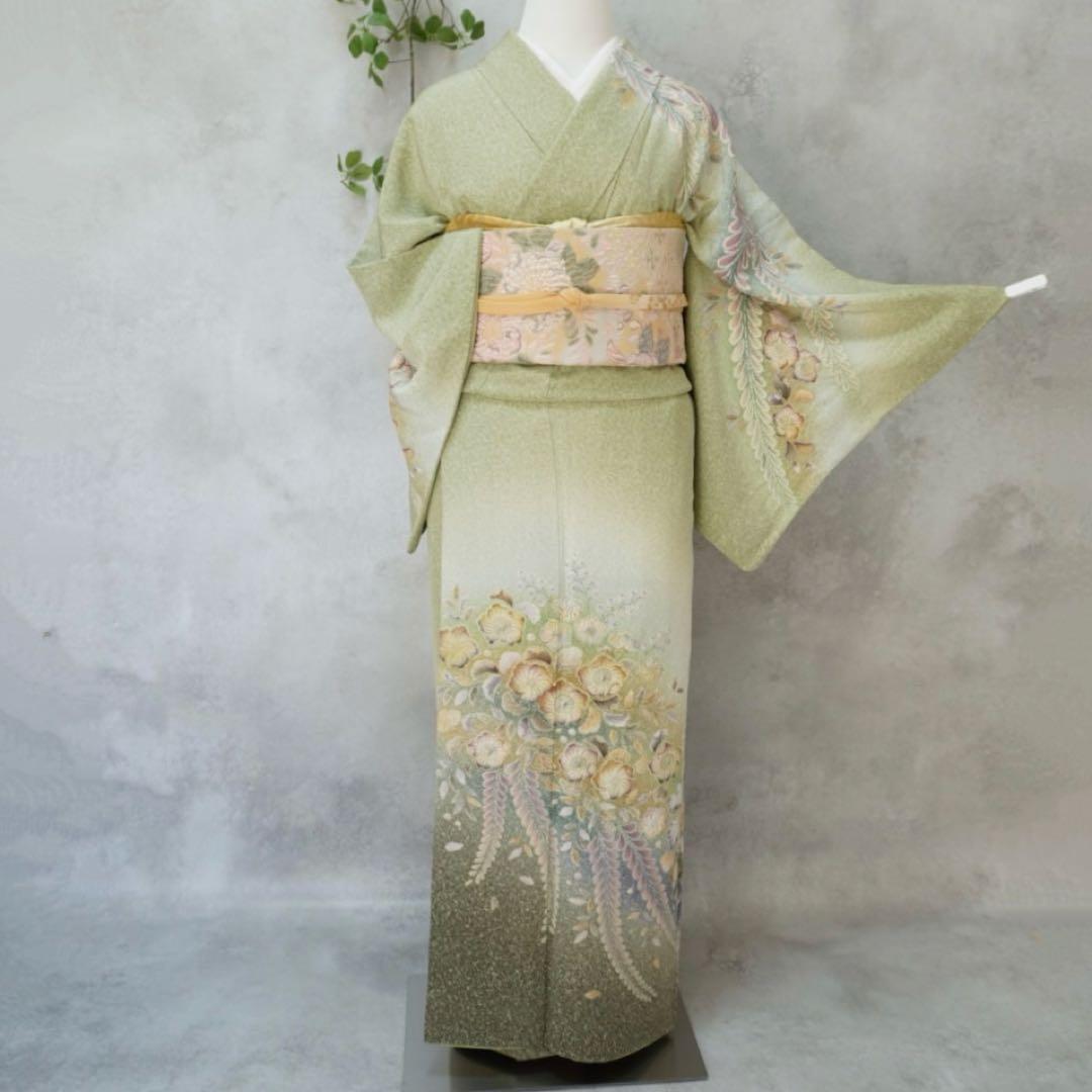訪問着フルセット２６８▪︎辻が花　卒業式　入学式【訪問着、袋帯、帯締め、帯揚げ】