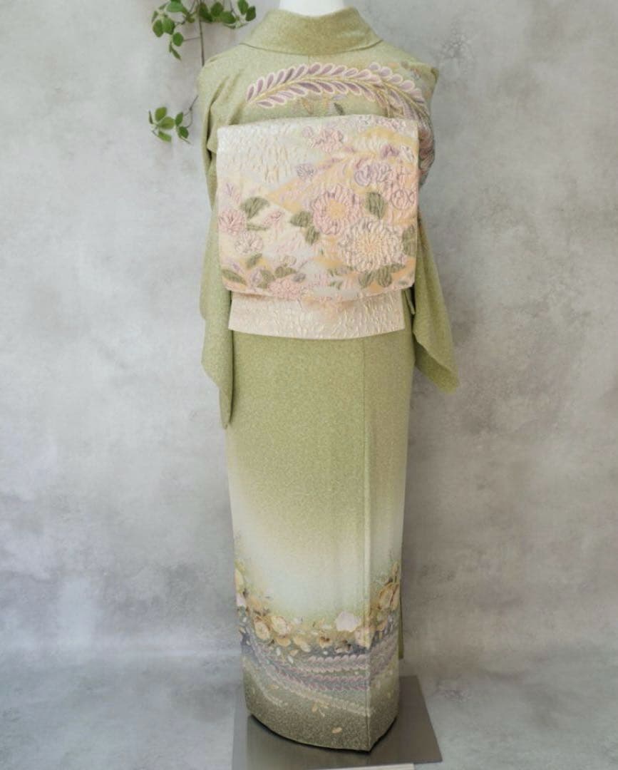 訪問着フルセット２６８▪︎辻が花　卒業式　入学式【訪問着、袋帯、帯締め、帯揚げ】