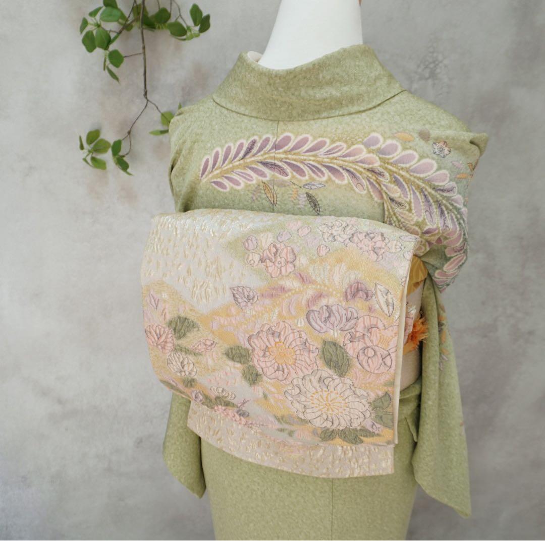 訪問着フルセット２６８▪︎辻が花　卒業式　入学式【訪問着、袋帯、帯締め、帯揚げ】