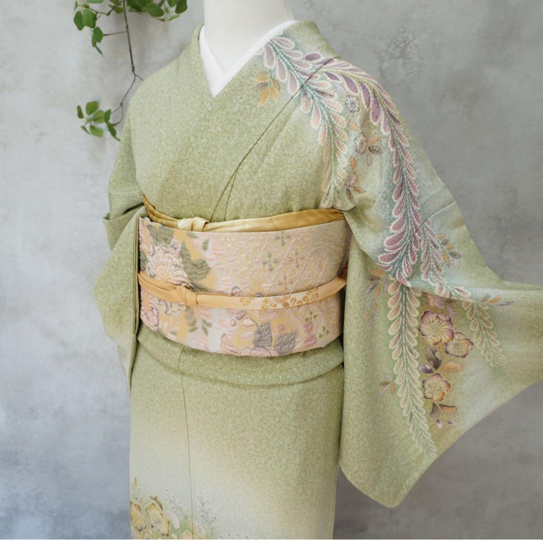 訪問着フルセット２６８▪︎辻が花　卒業式　入学式【訪問着、袋帯、帯締め、帯揚げ】