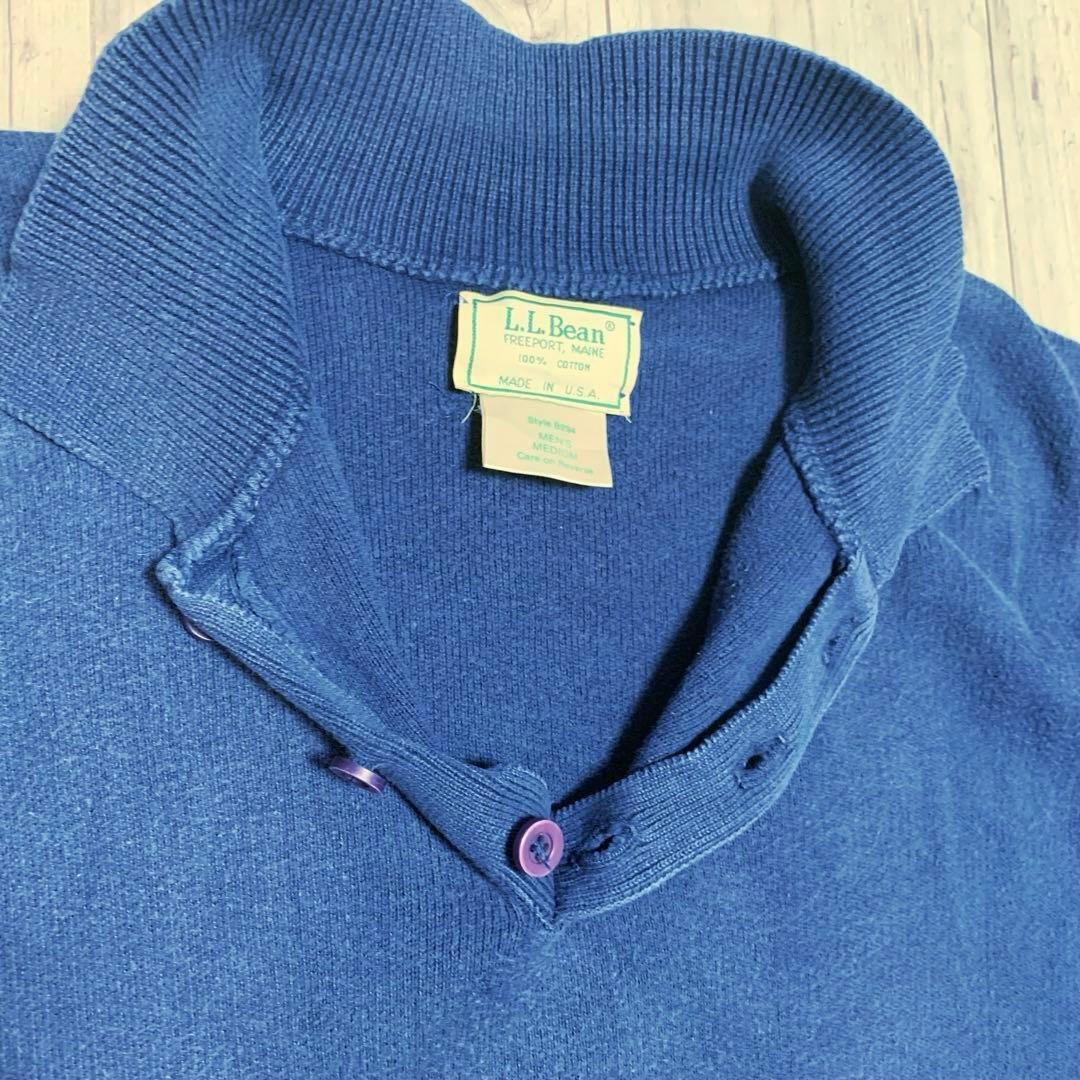 80s L.L.Bean USA製 エルエルビーン ニットポロシャツ 長袖
