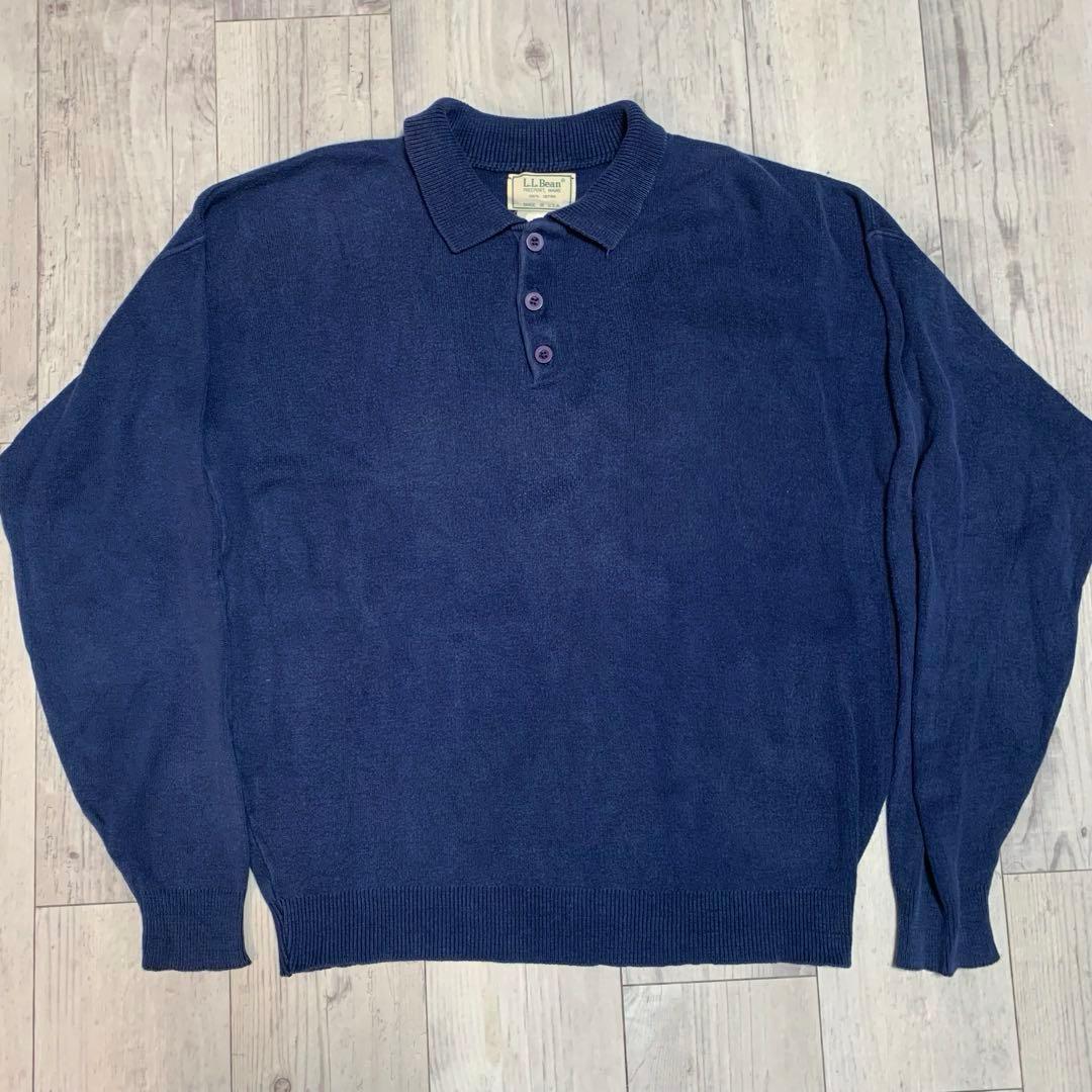 80s L.L.Bean USA製 エルエルビーン ニットポロシャツ 長袖
