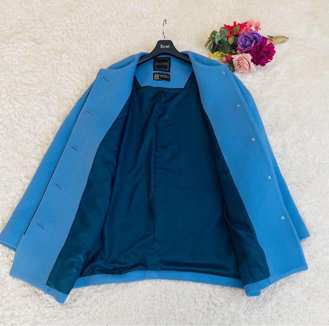 美品✨プラステ♡ノーカラーハーフコート　MANTECO オーバーサイズ　ブルー