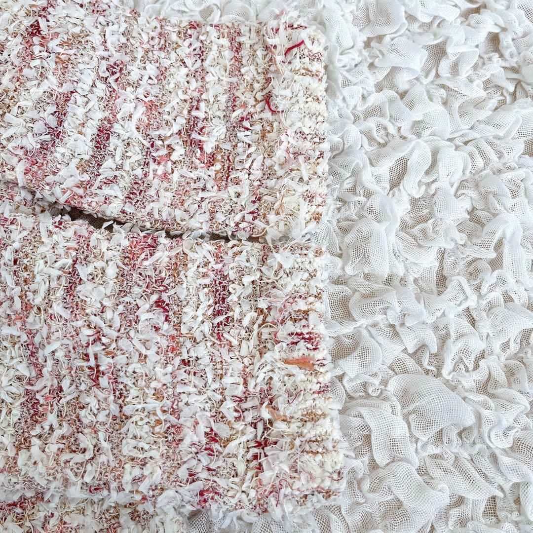 未使用タグ付 ANAYI アナイ ノーカラー ツイード ジャケット 38 ピンク