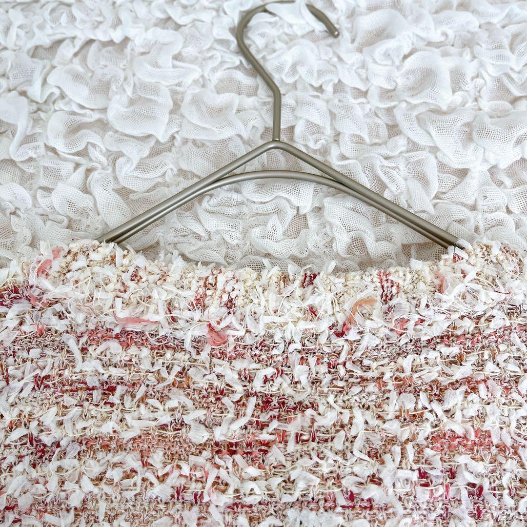 未使用タグ付 ANAYI アナイ ノーカラー ツイード ジャケット 38 ピンク