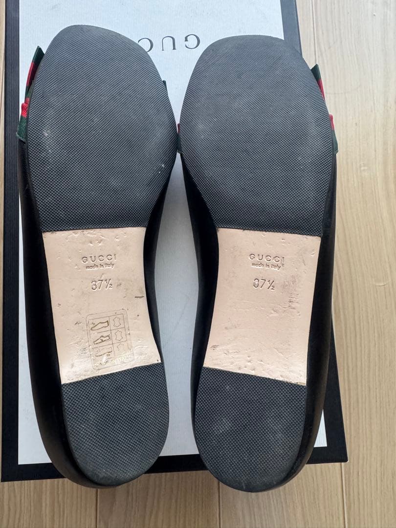 GUCCI マーモント　リボン付きフラットシューズ　サイズ37.5
