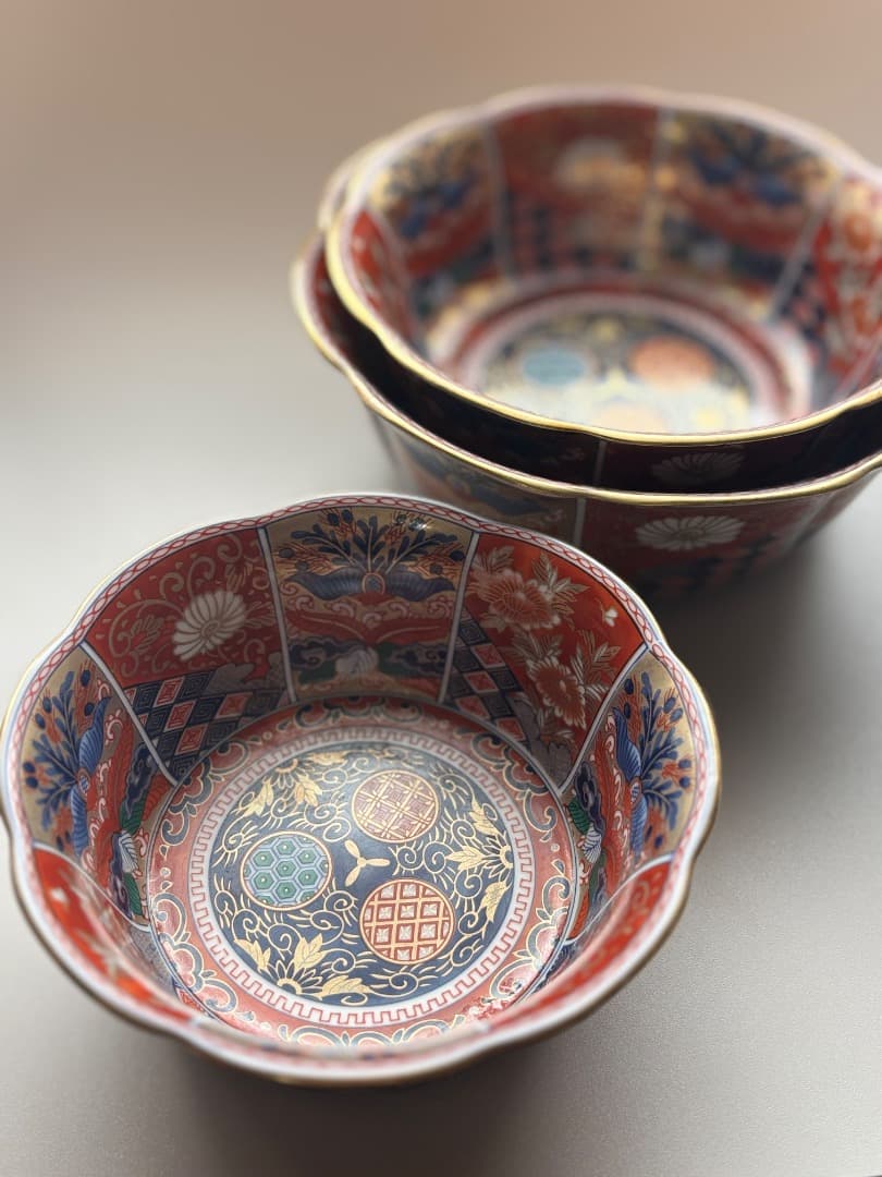 希少　美濃焼 金彩　金襴手　入れ子鉢　kaikai カイカイ 古伊万里　赤絵