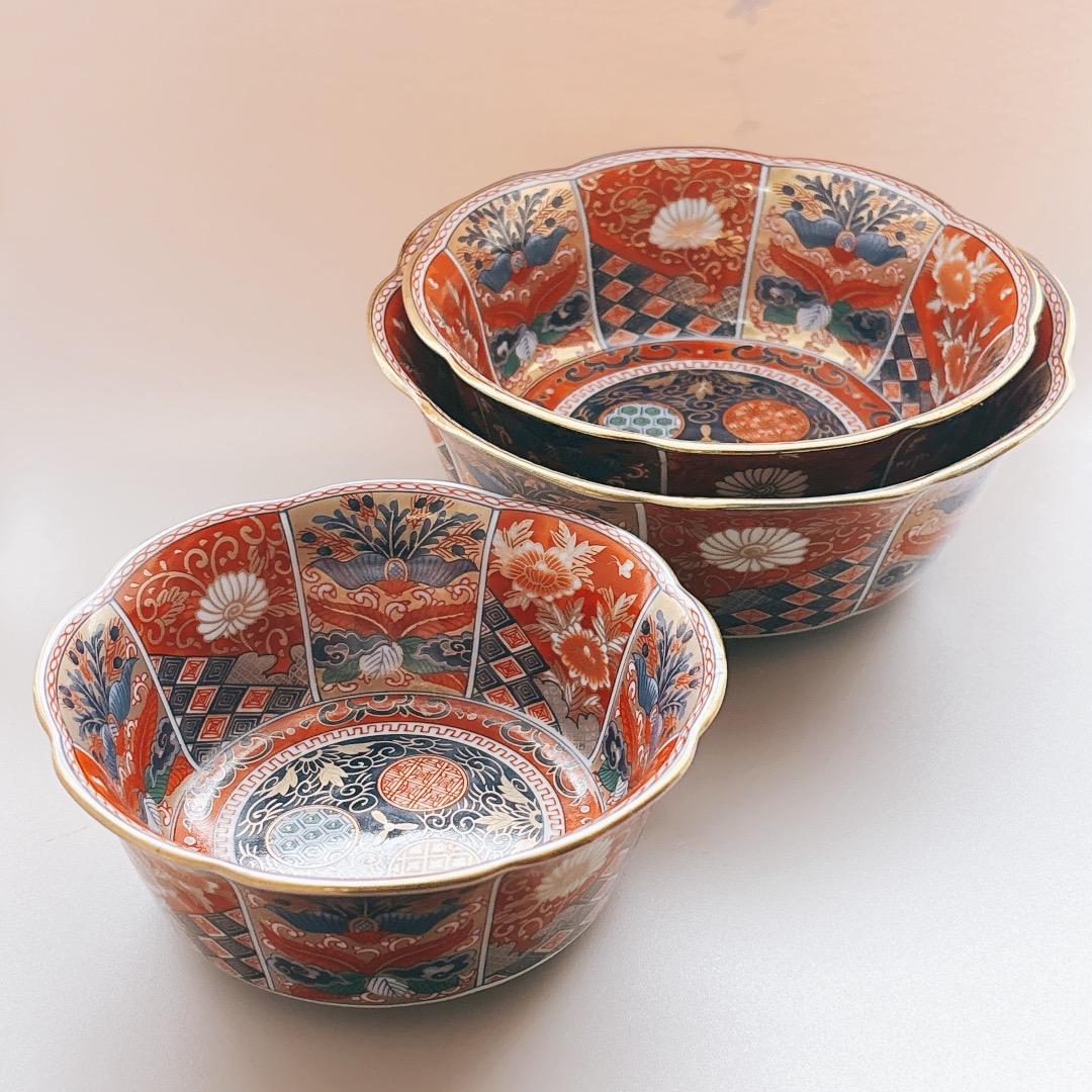 希少　美濃焼 金彩　金襴手　入れ子鉢　kaikai カイカイ 古伊万里　赤絵