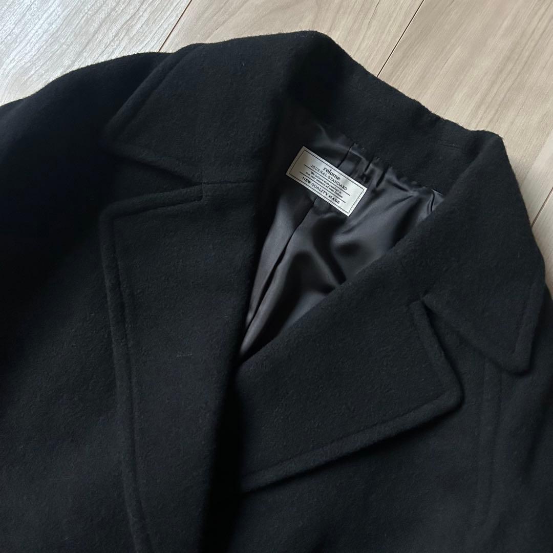 24AW＊ジャーナルスタンダードレリューム 尾州ウールショートPコート 36 黒