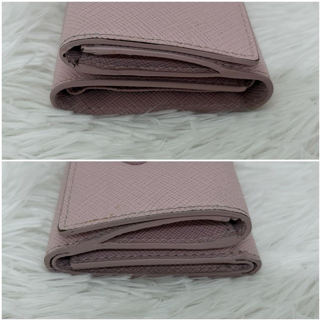 専用✨RFID搭載/美品✨プラダ 三つ折り財布 レザー 三角ロゴ レザー　ピンク