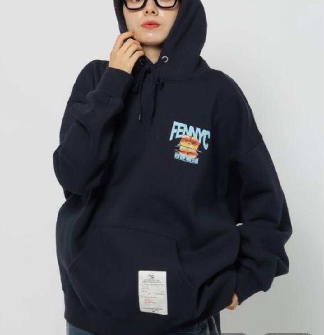 ニコアンドNEW NEW YORK XMAS】コラボフーディ紺ネイビーL新品