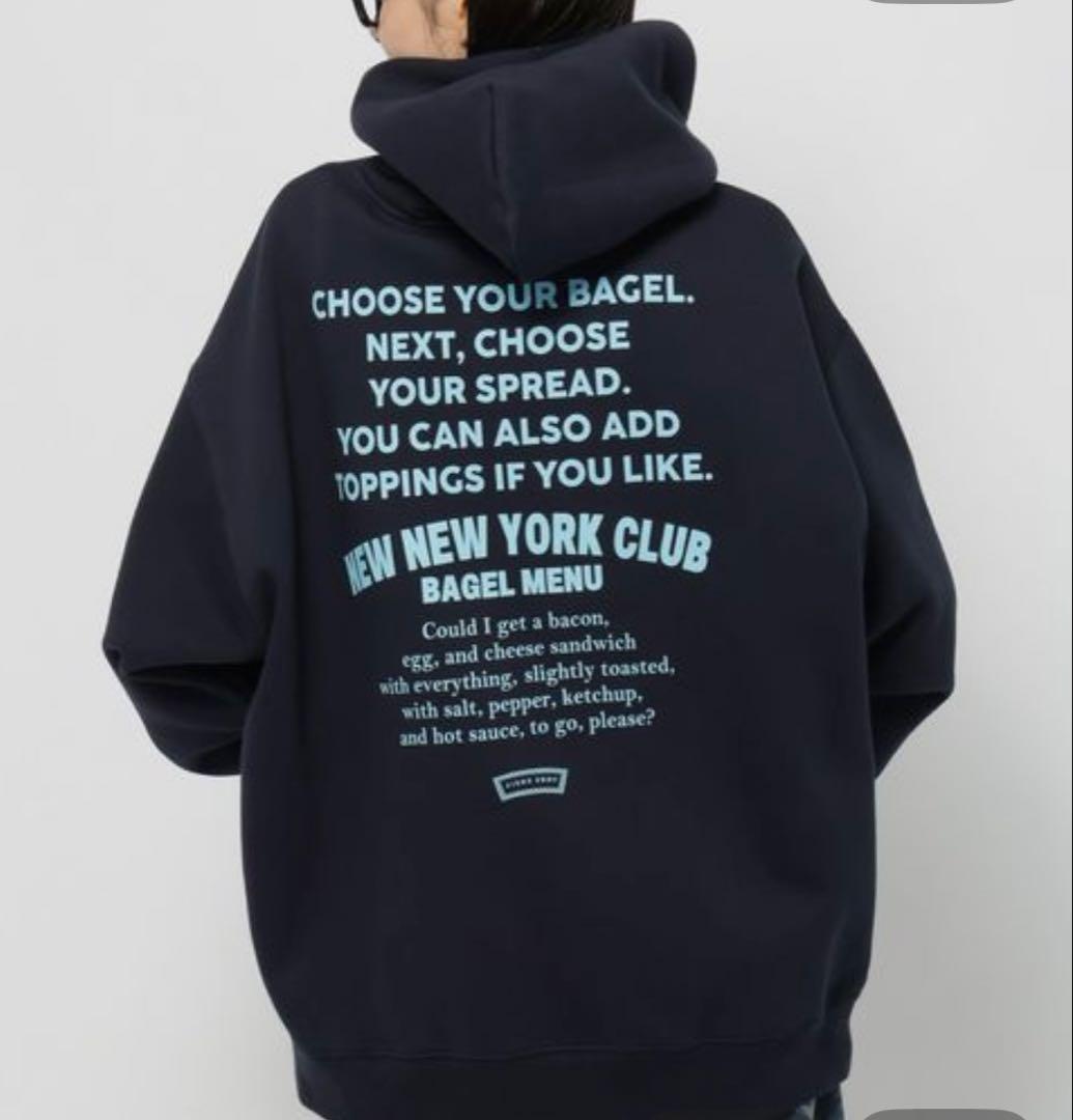 ニコアンドNEW NEW YORK XMAS】コラボフーディ紺ネイビーL新品