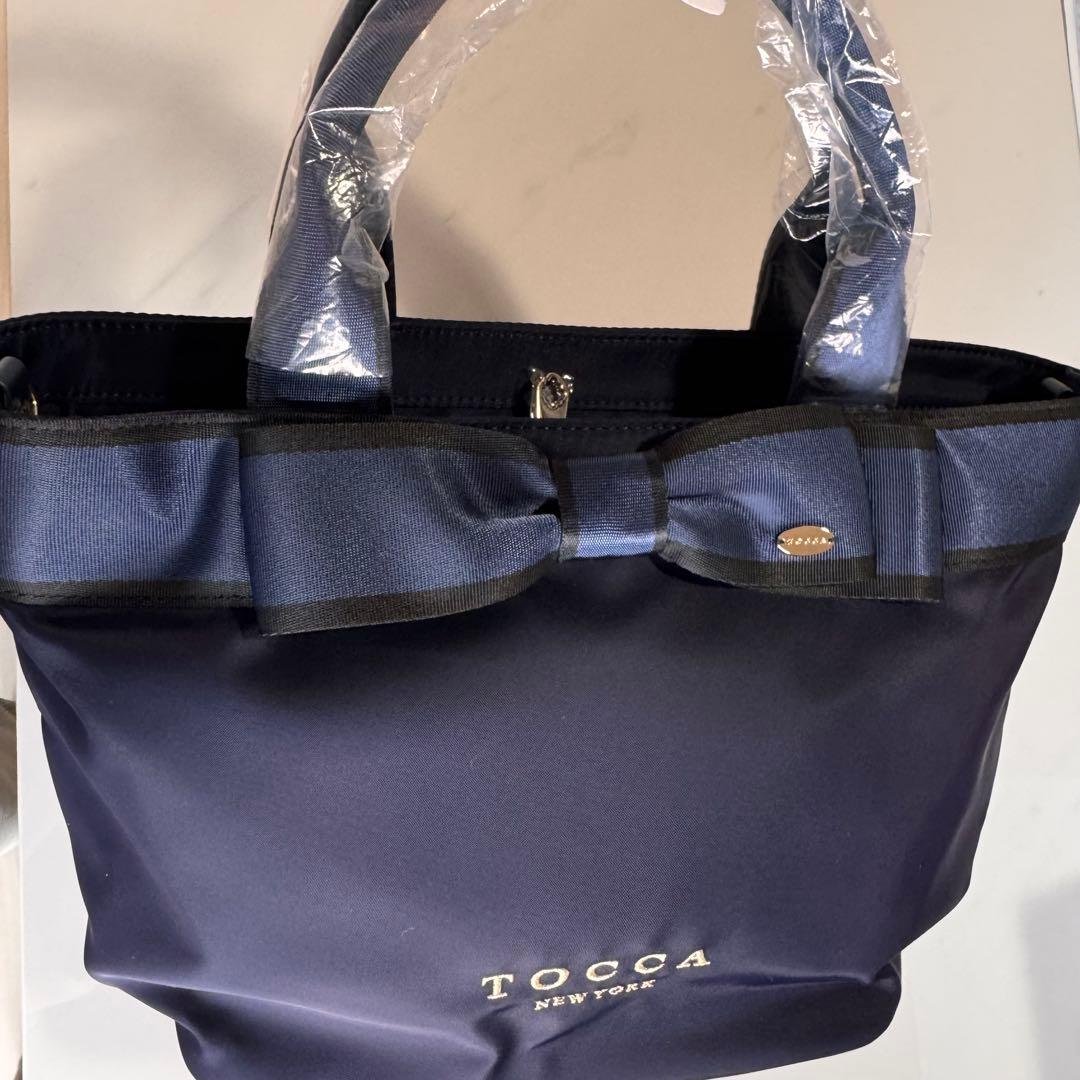 未使用品、TOCCA 【撥水】BICOLOR リボン付き2wayトートバッグ