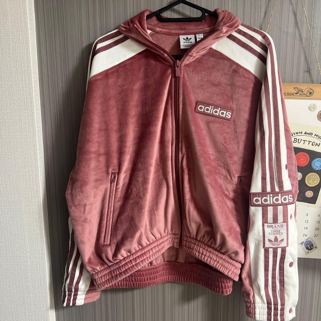 アディダス アディブレイク ベロア トップス ピンク XL