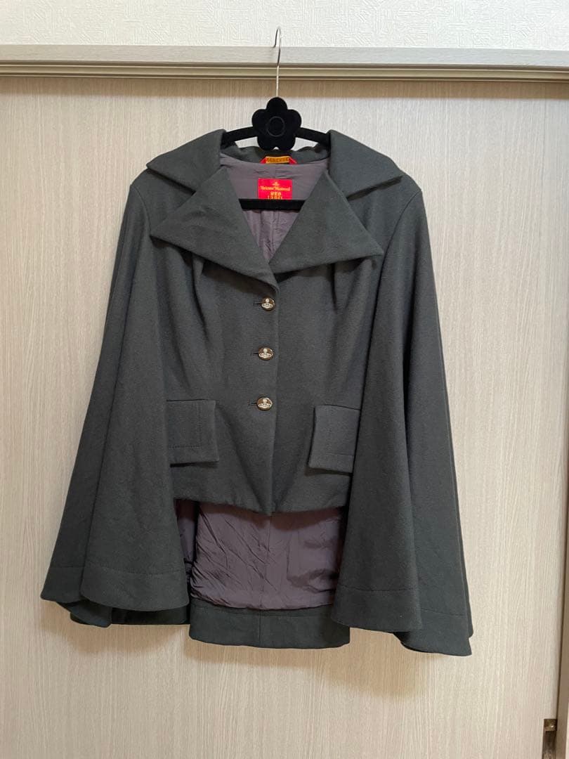 未使用レッドレーベル ブラックケープコート ウール混合極美品