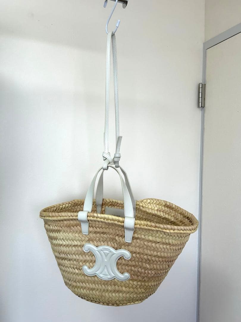 【美品】CELINE セリーヌ クラシック パニエ　かごバッグ　ホワイト