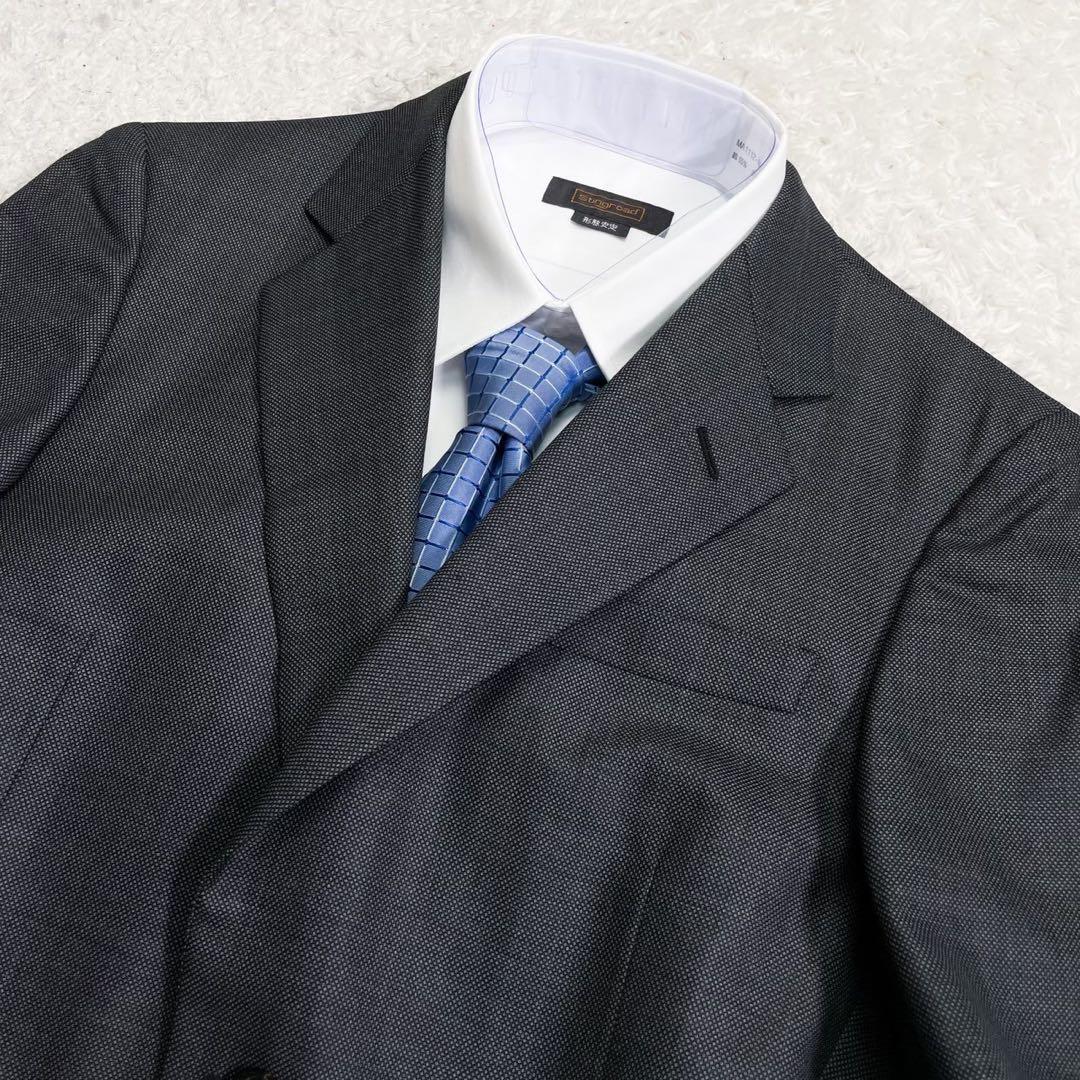 美品PRADA スーツ 46-8C チャコールグレー バーズアイ イタリア製