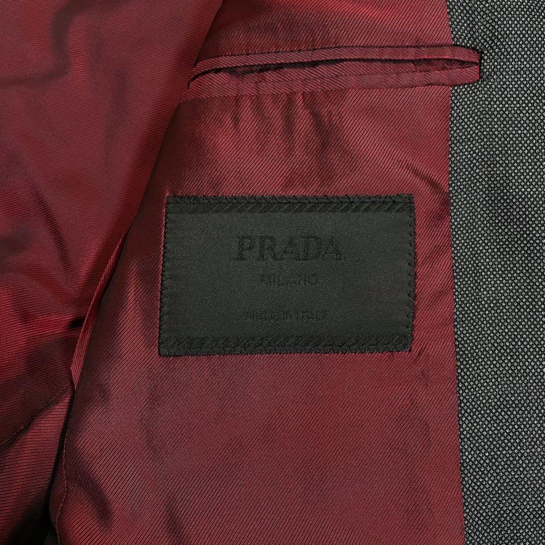 美品PRADA スーツ 46-8C チャコールグレー バーズアイ イタリア製